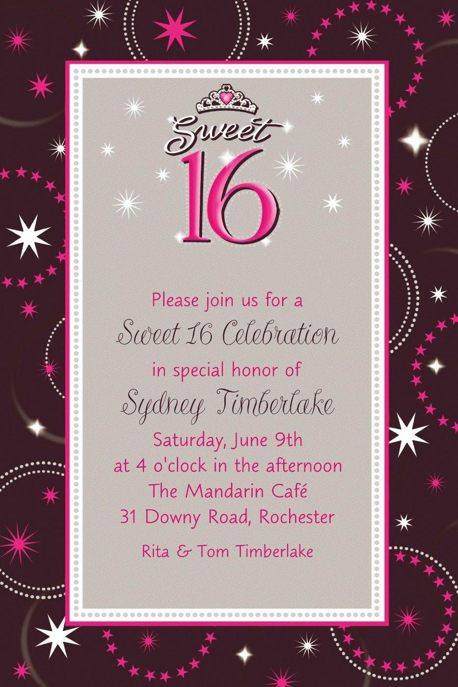 Custom Sparkle Sweet 16 Birthday Invitations
