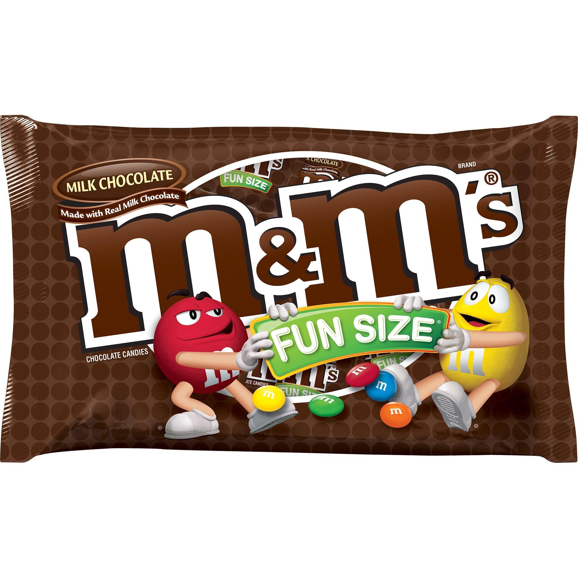 M&M's Milk Chocolate Candies Fun Size Pouches Bag, 21pc