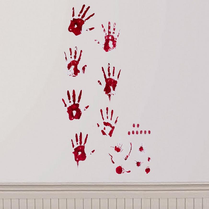 Bloody Hand Print Wall Decals 19pc