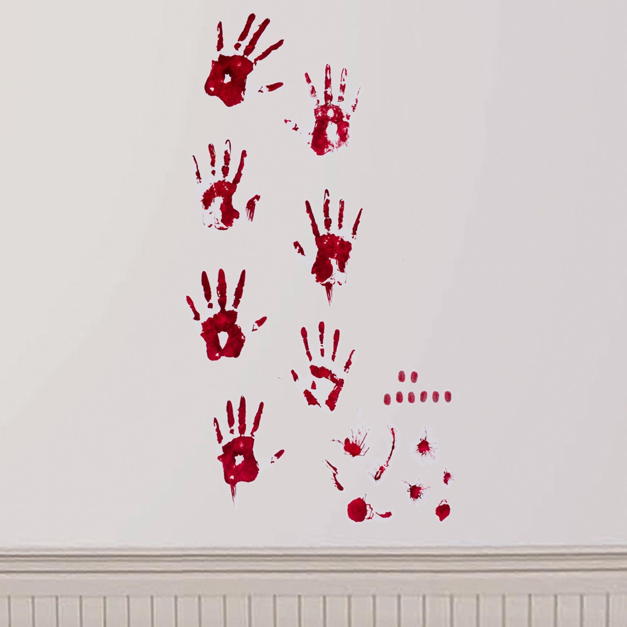 Bloody Hand Print Wall Decals 19pc