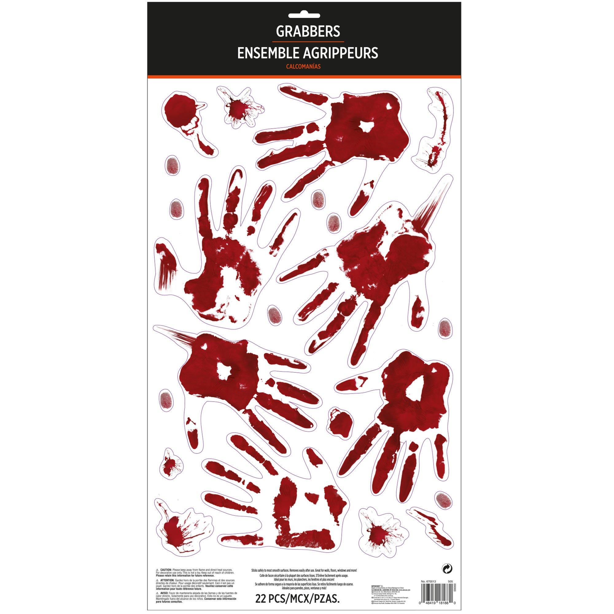 Bloody Hand Print Wall Decals 19pc