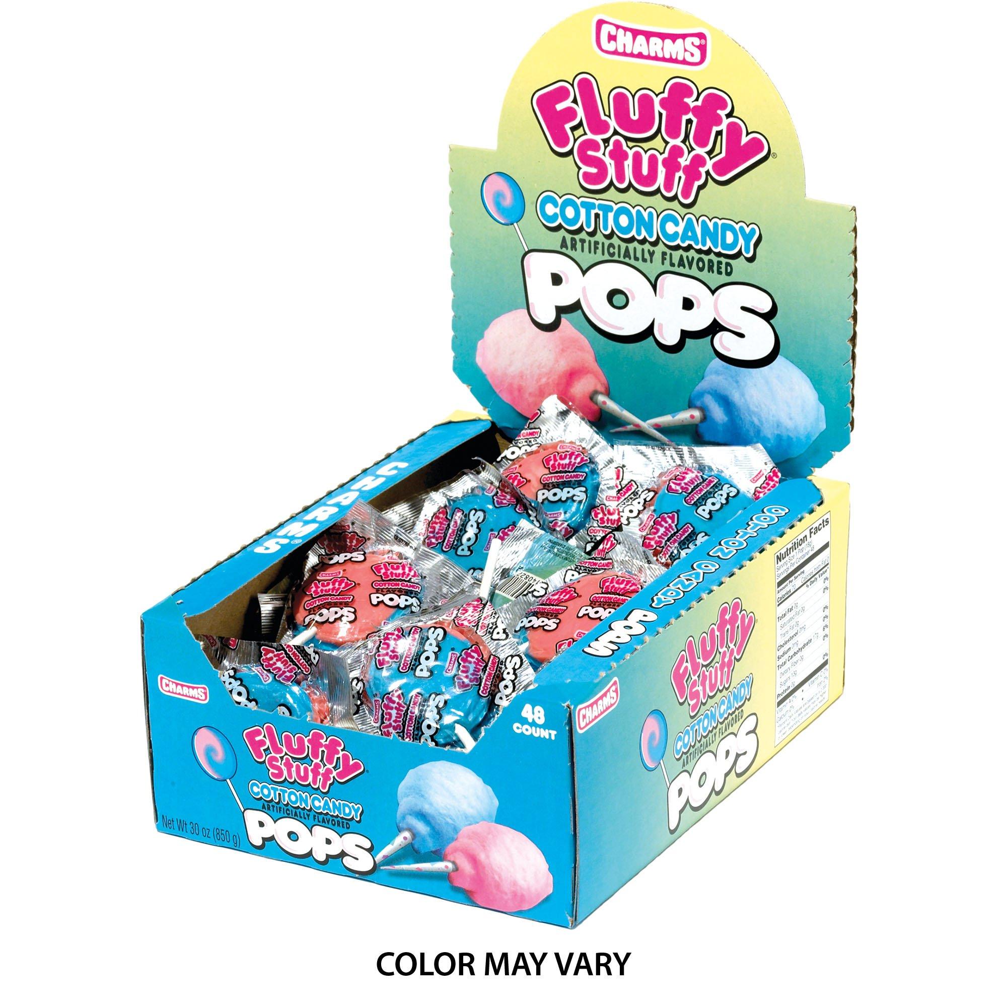 Charms Fluffy Stuff Cotton Candy Pops, 48 Individually Wrapped