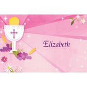 Custom Pink First Communion Thank You Notes