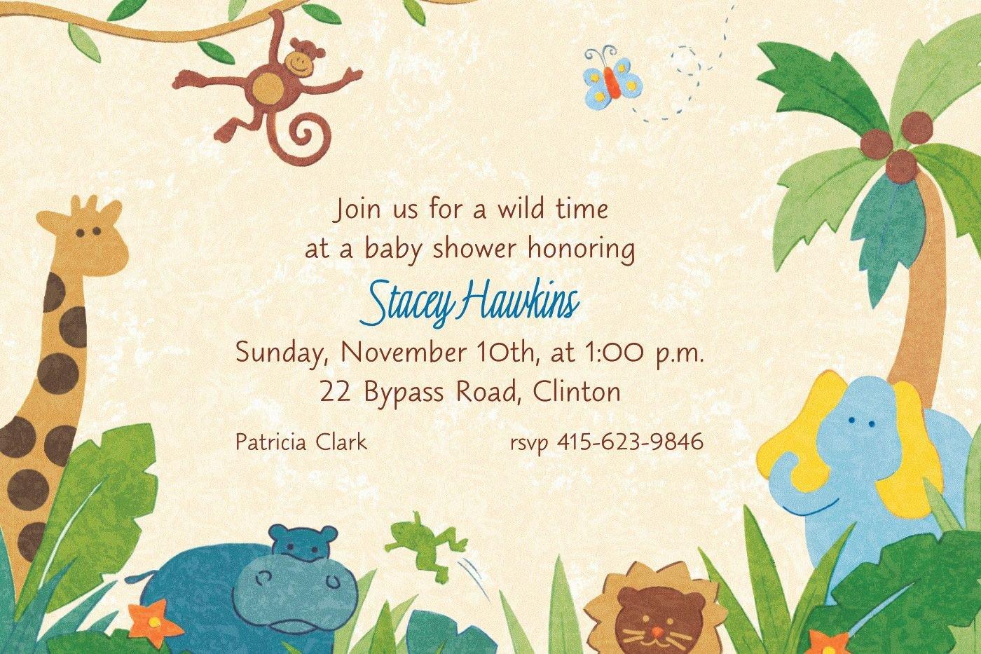 Custom Cute Jungle Animals Baby Shower Invitations