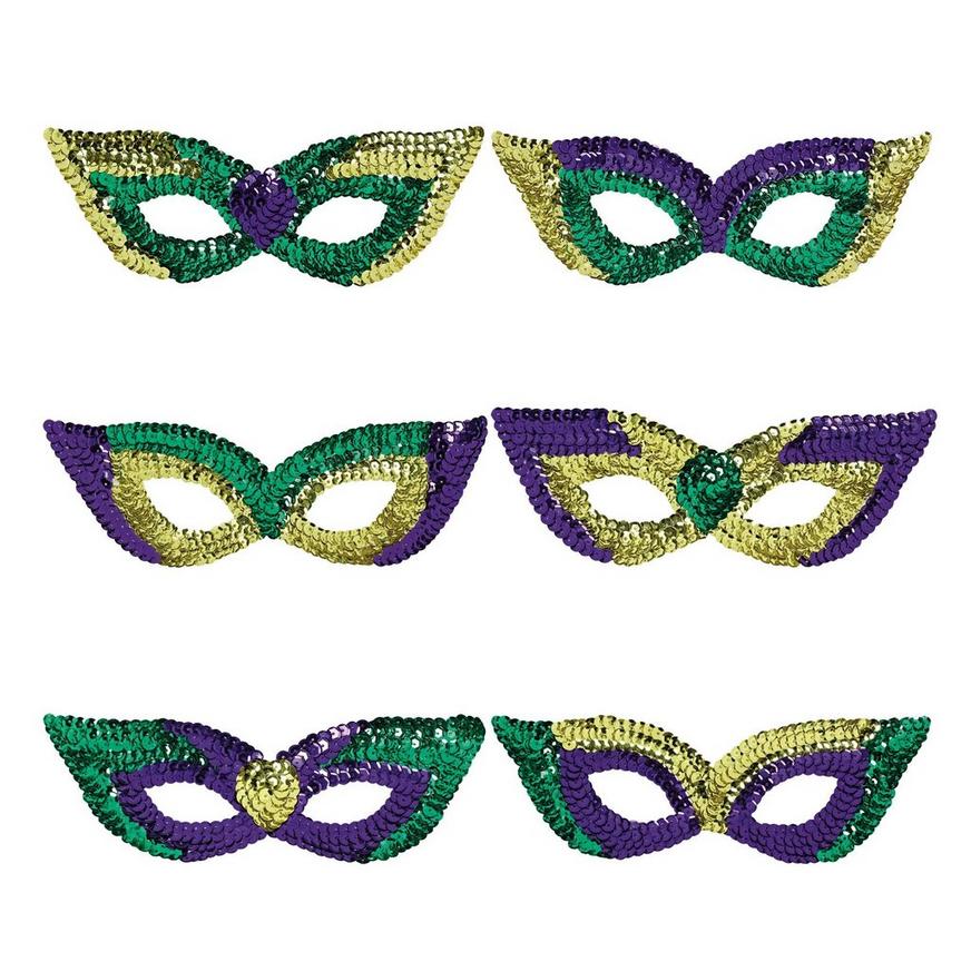 Sequin Mardi Gras Eye Masks 6ct