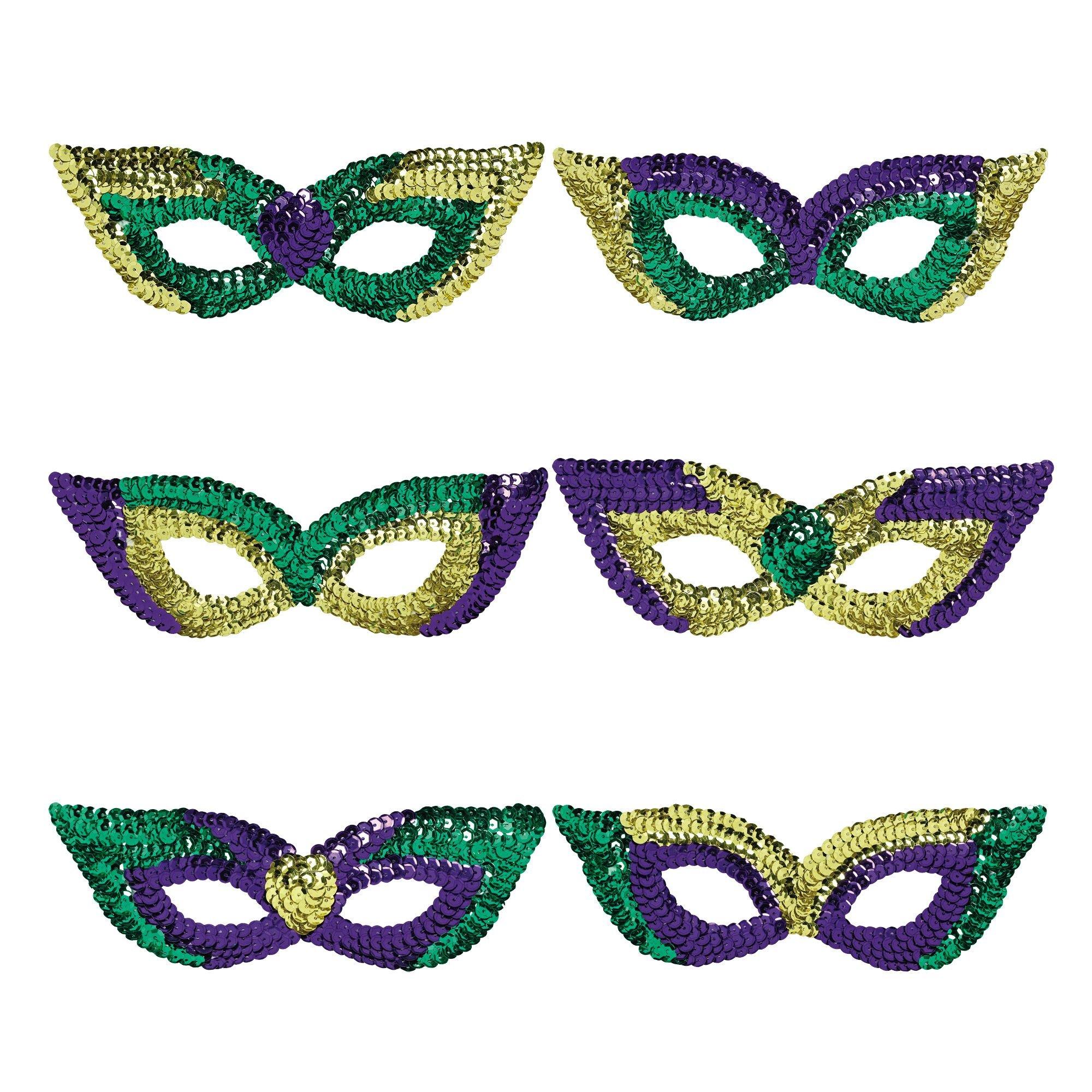 Assorted 6 Colors Venetian Mask - Mardi Gras Theme Ornaments 