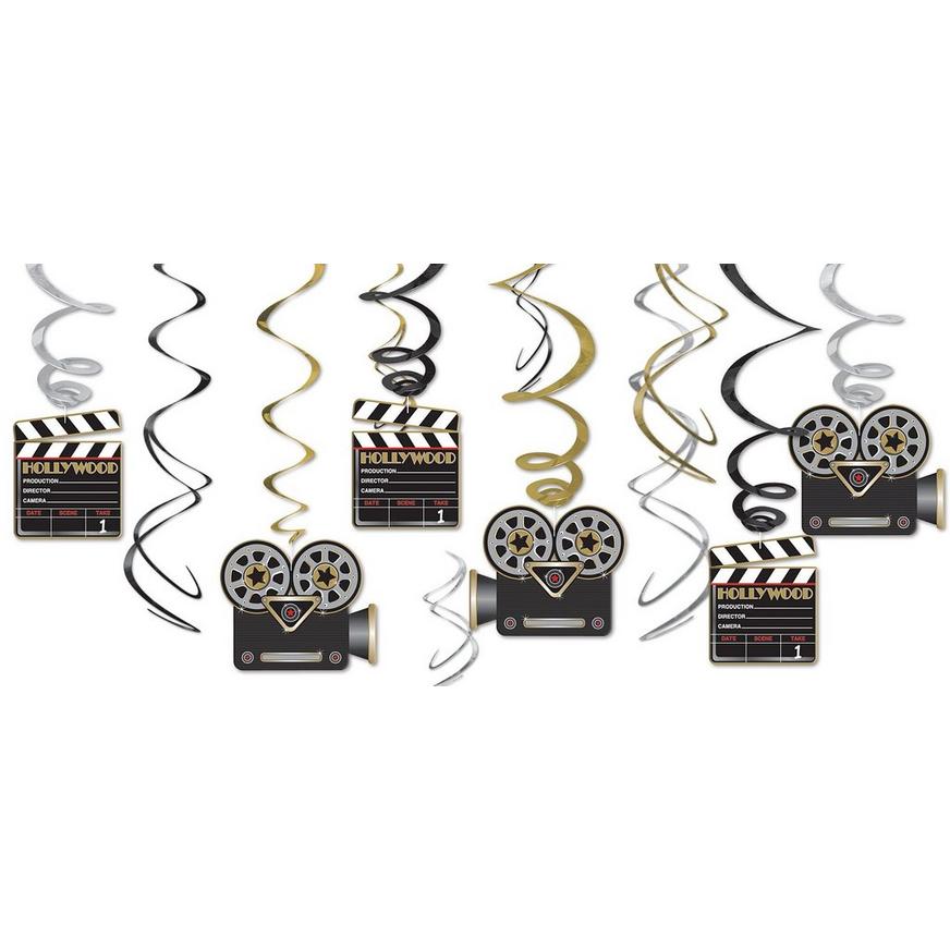 Clapboard Hollywood Swirl Decorations 12ct