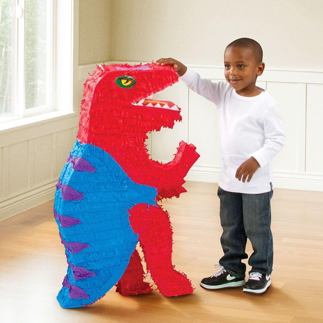 Dinosaur Pinata for Jurassic Size Fun at Parties and Celebrations - T-Rex  Dino Pinata Includes Blind-Fold & Baton - Excellent Addition to a Dinosaur