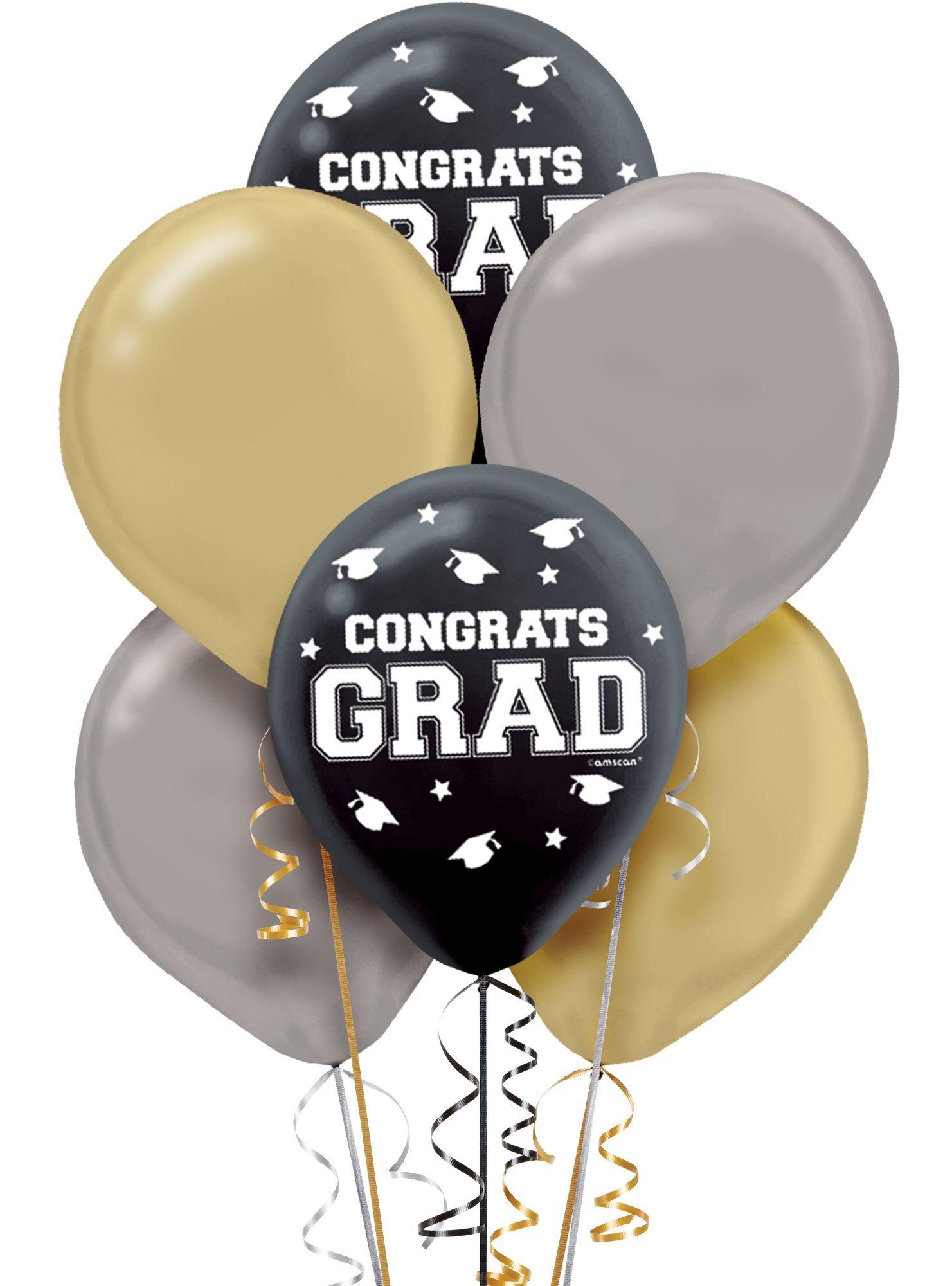 Black, Gold & Silver Graduation Balloons 72ct | Party City