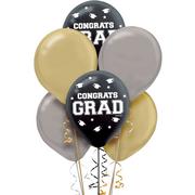 72ct, Black, Silver & Gold Graduation Balloons