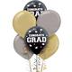 72ct, Black, Silver & Gold Graduation Balloons