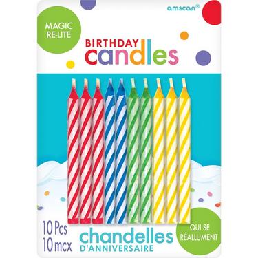 Multicolor Magic Re-Lite Spiral Birthday Candles 10ct