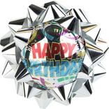 Silver Happy Birthday Balloon Gift Bow
