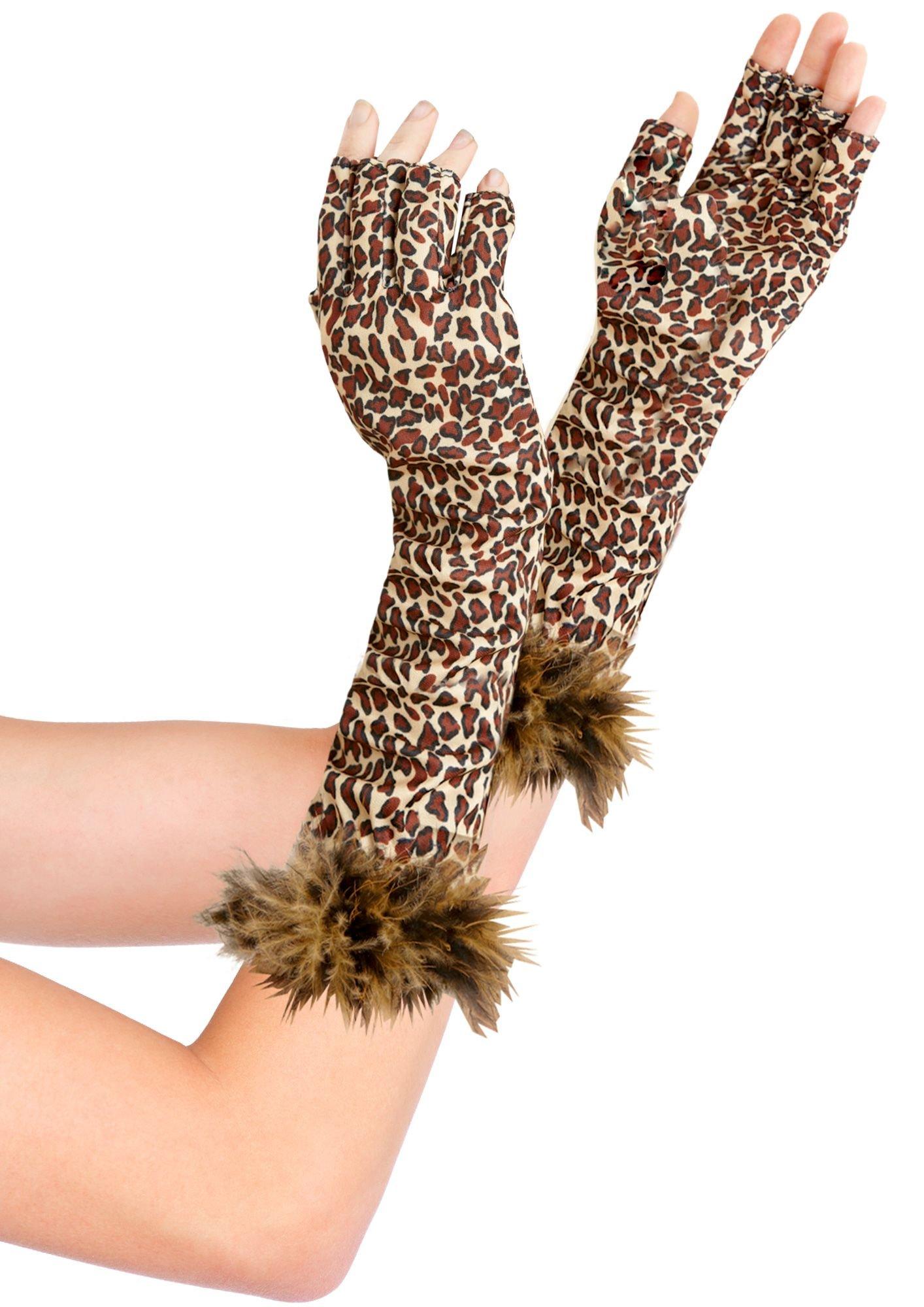 Fingerless Leopard Print Gloves