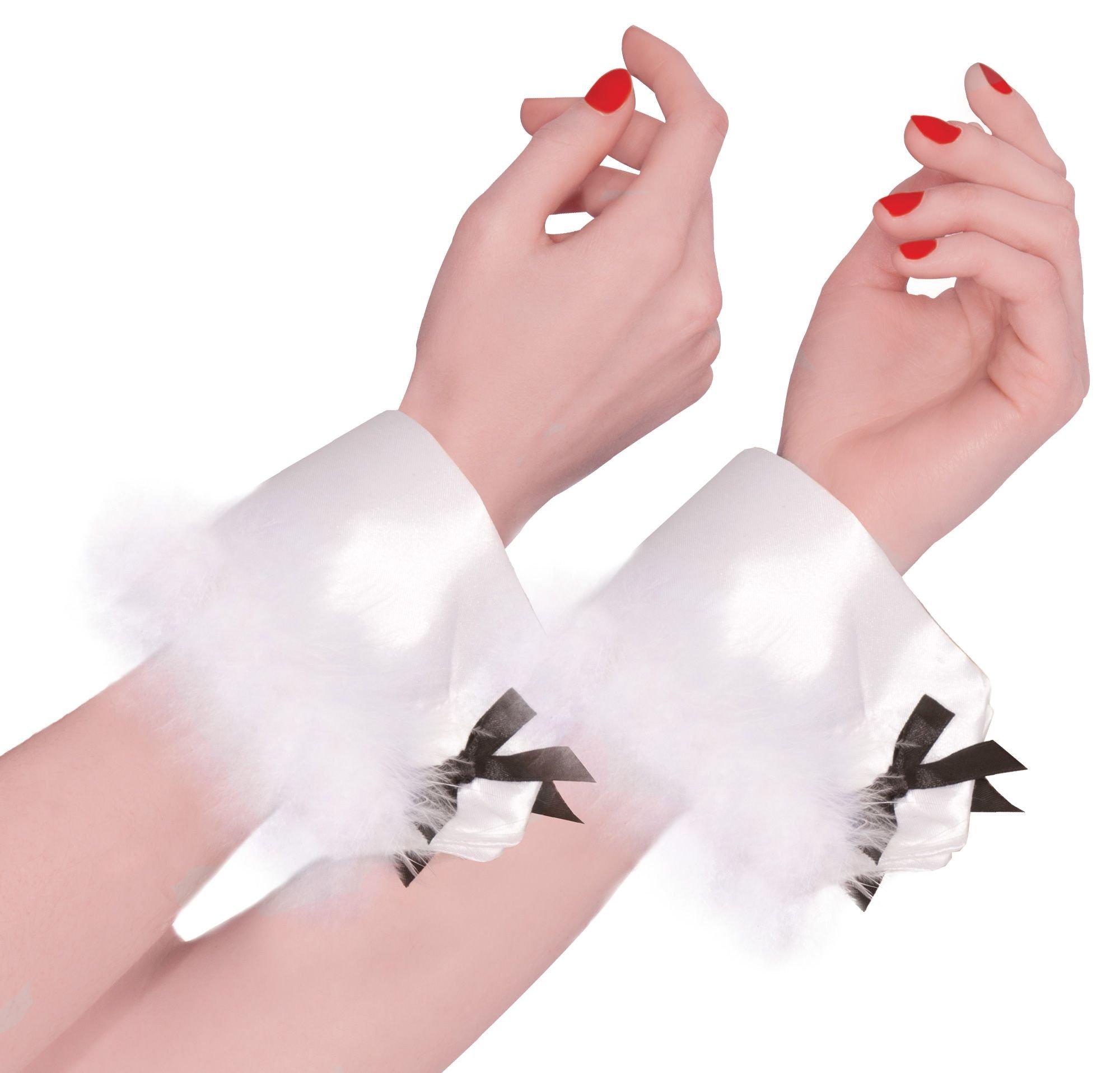 White Bunny Marabou Cuffs