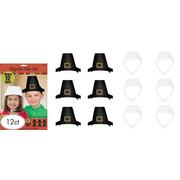 Thanksgiving Felt Pilgrim Hats 12 Pieces Costume Accessories 18" x 11" 887600299283