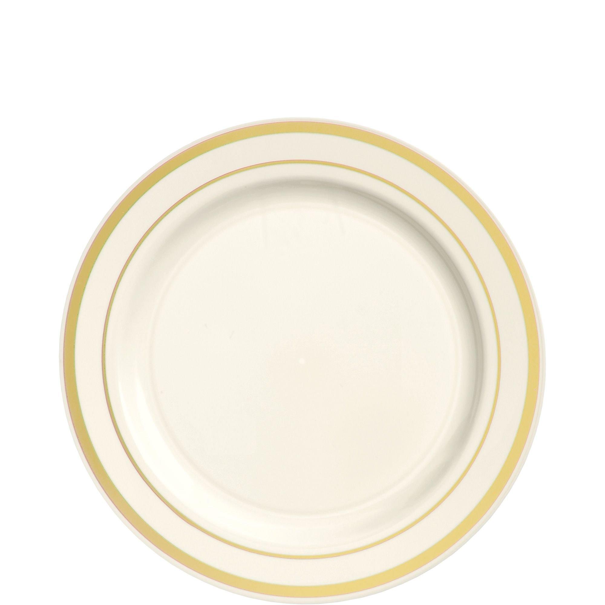 Cream Gold-Trimmed Premium Plastic Appetizer Plates 20ct