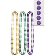 Coin Mardi Gras Bead Necklaces 6ct