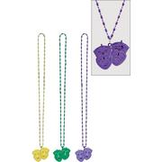Comedy & Tragedy Mask Mardi Gras Pendant Bead Necklaces 3ct