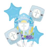 First Communion Balloon Bouquet 5pc - Blue Blessings