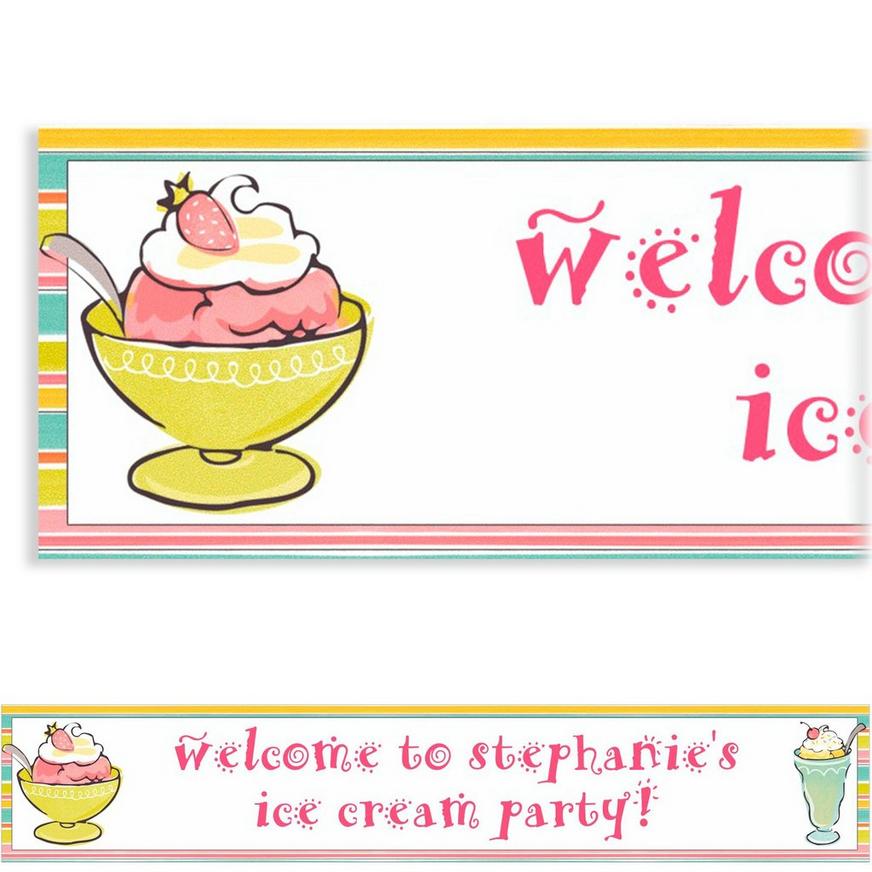 Custom Sweet Soiree Ice Cream Party Banner 6ft