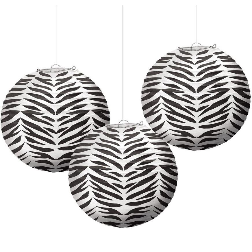 Zebra Paper Lanterns 3ct
