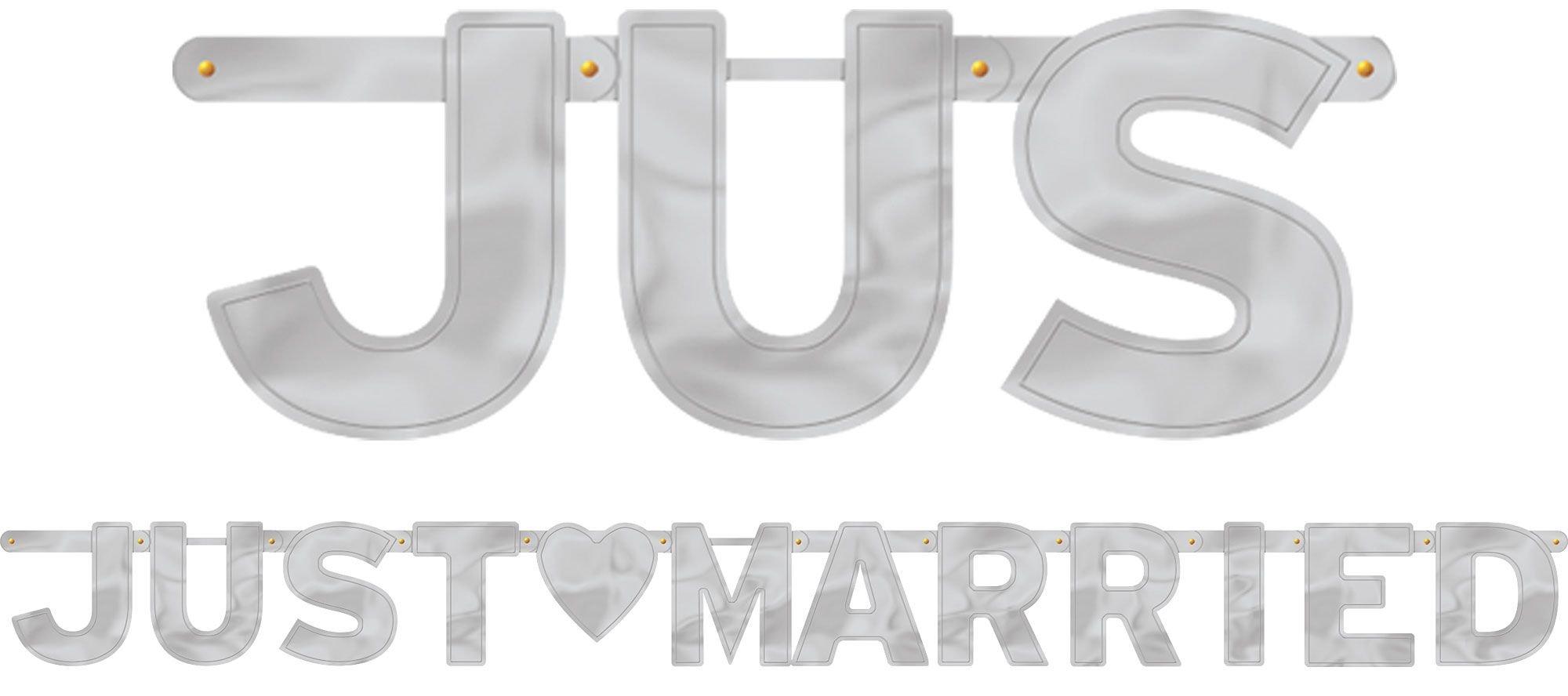 Silver Just Married Letter Banner
