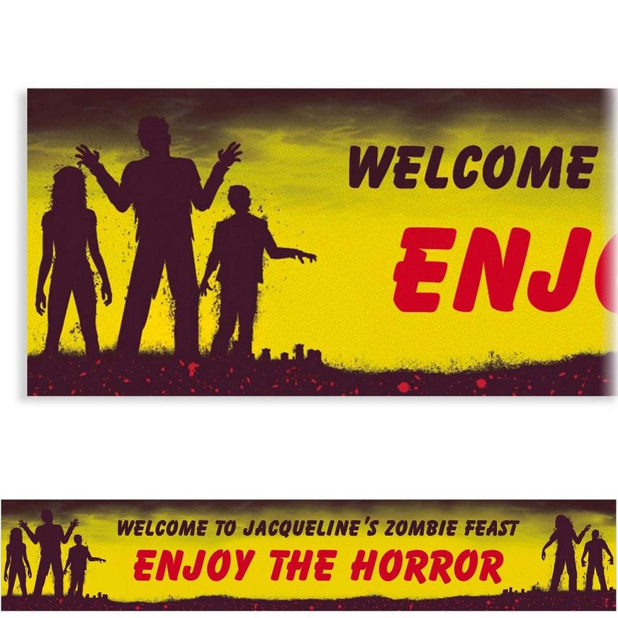 Custom Beware Zombies Halloween Banner 6ft