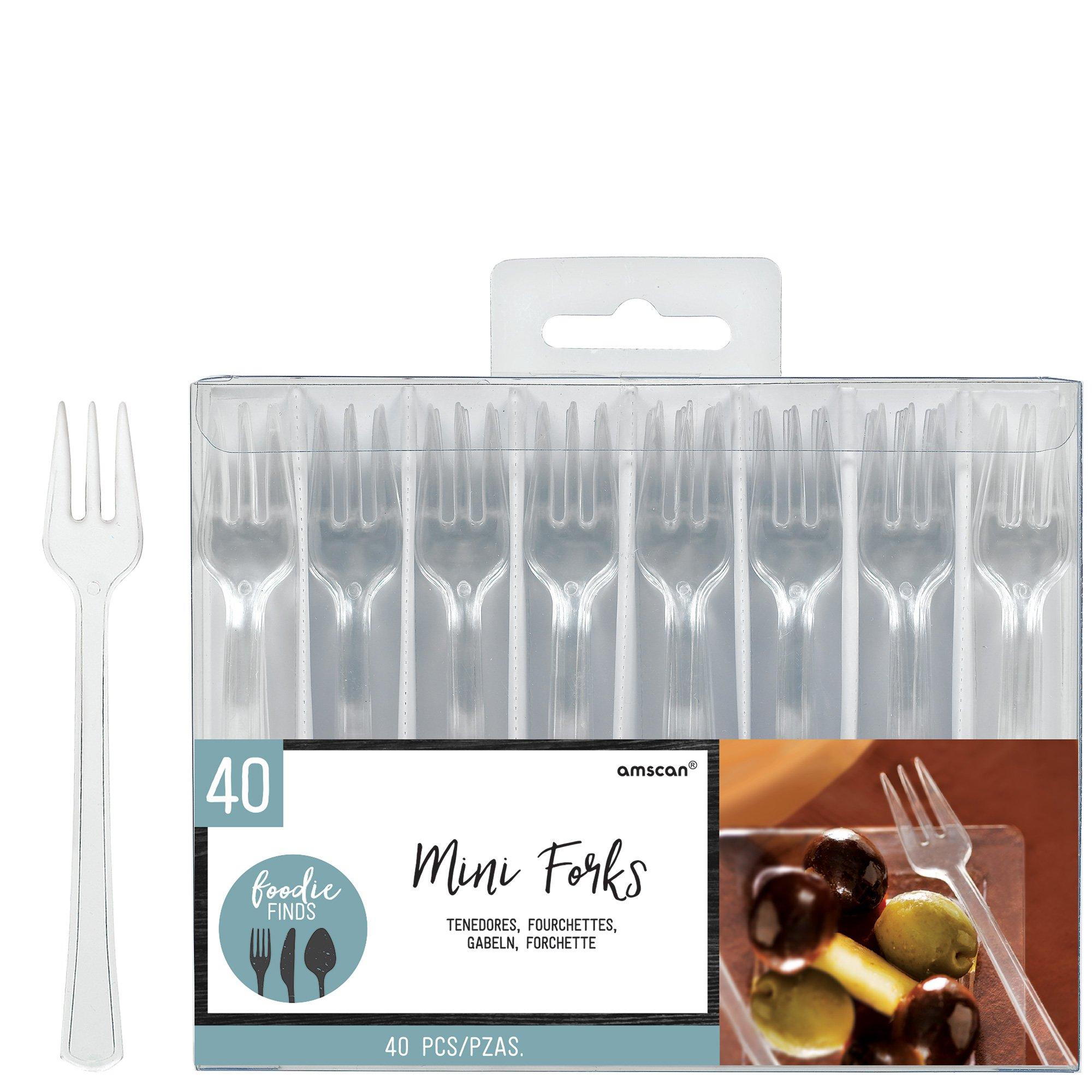 Mini Clear Plastic Forks 40ct