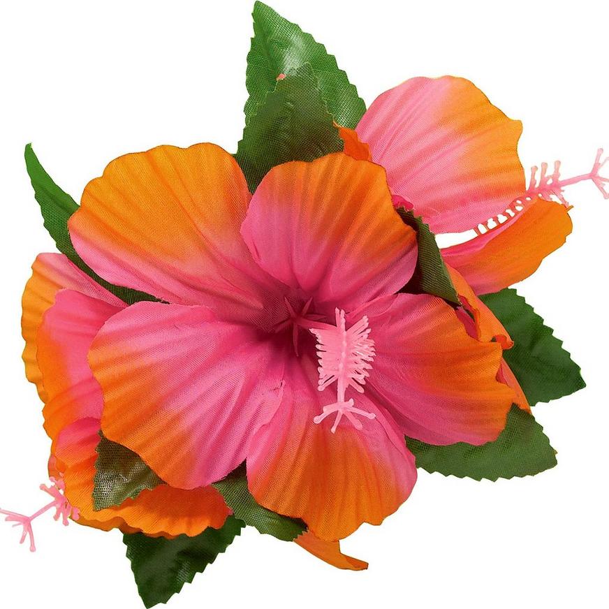 Hawaii Bridal Wedding Party Flower Hair Clip Luau Fuschia Pink Hibiscus QTY 2 