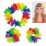 Hawaiian Rainbow Head & Wrist Lei Set 3pc