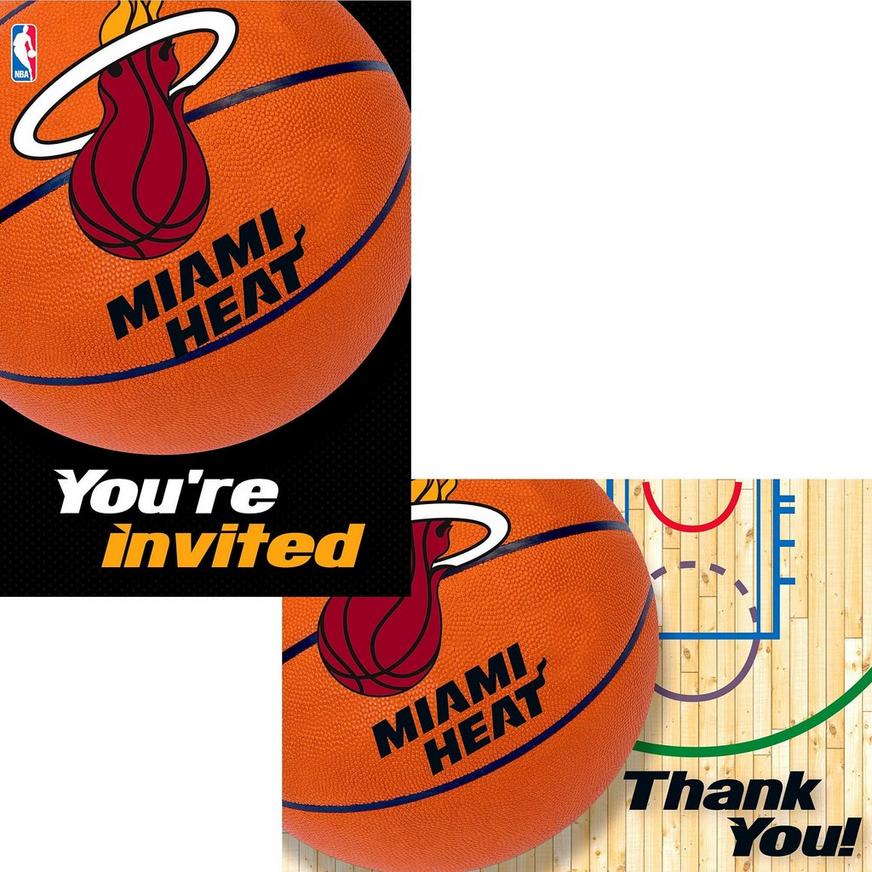 Miami Heat Invitations & Thank You Notes for 8