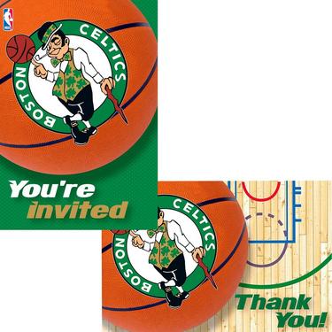 Boston Celtics Invitations & Thank You Notes for 8