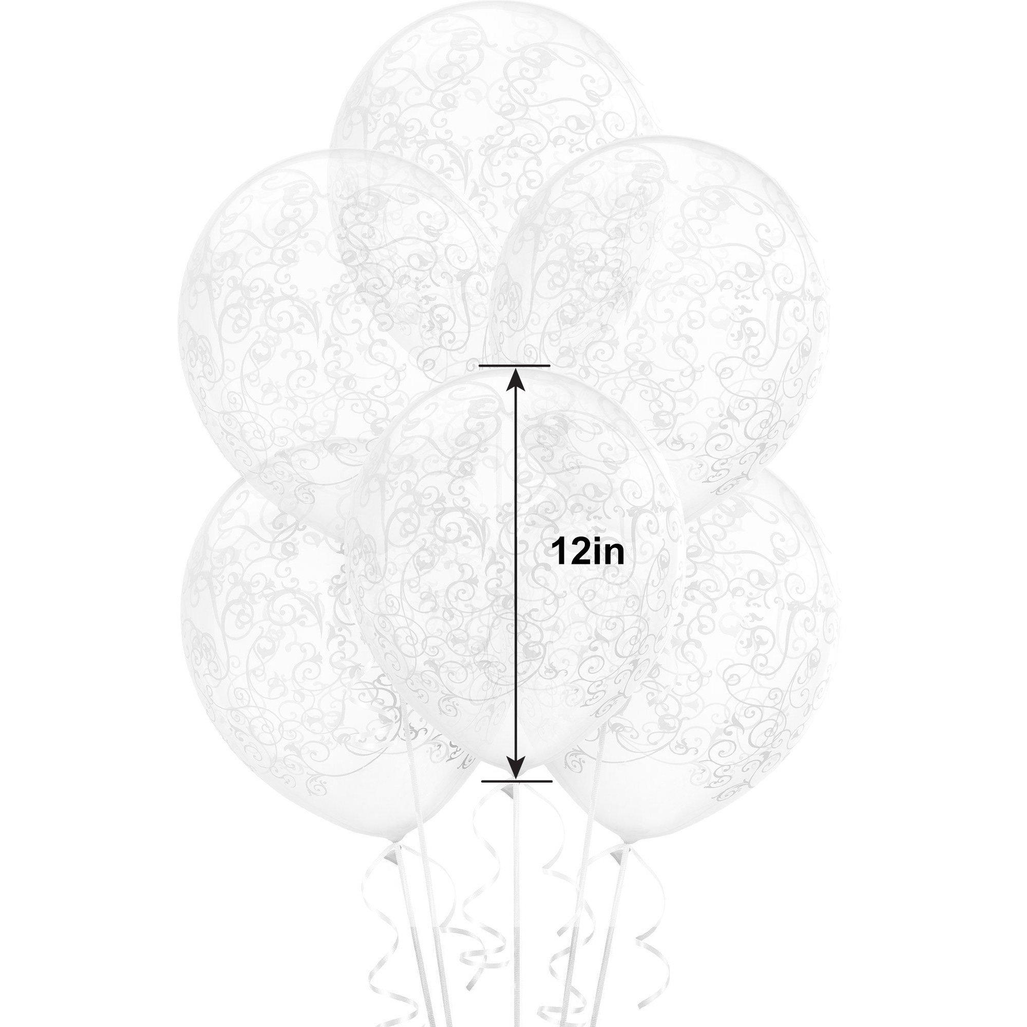 6ct, 12in, Clear Filigree Balloons