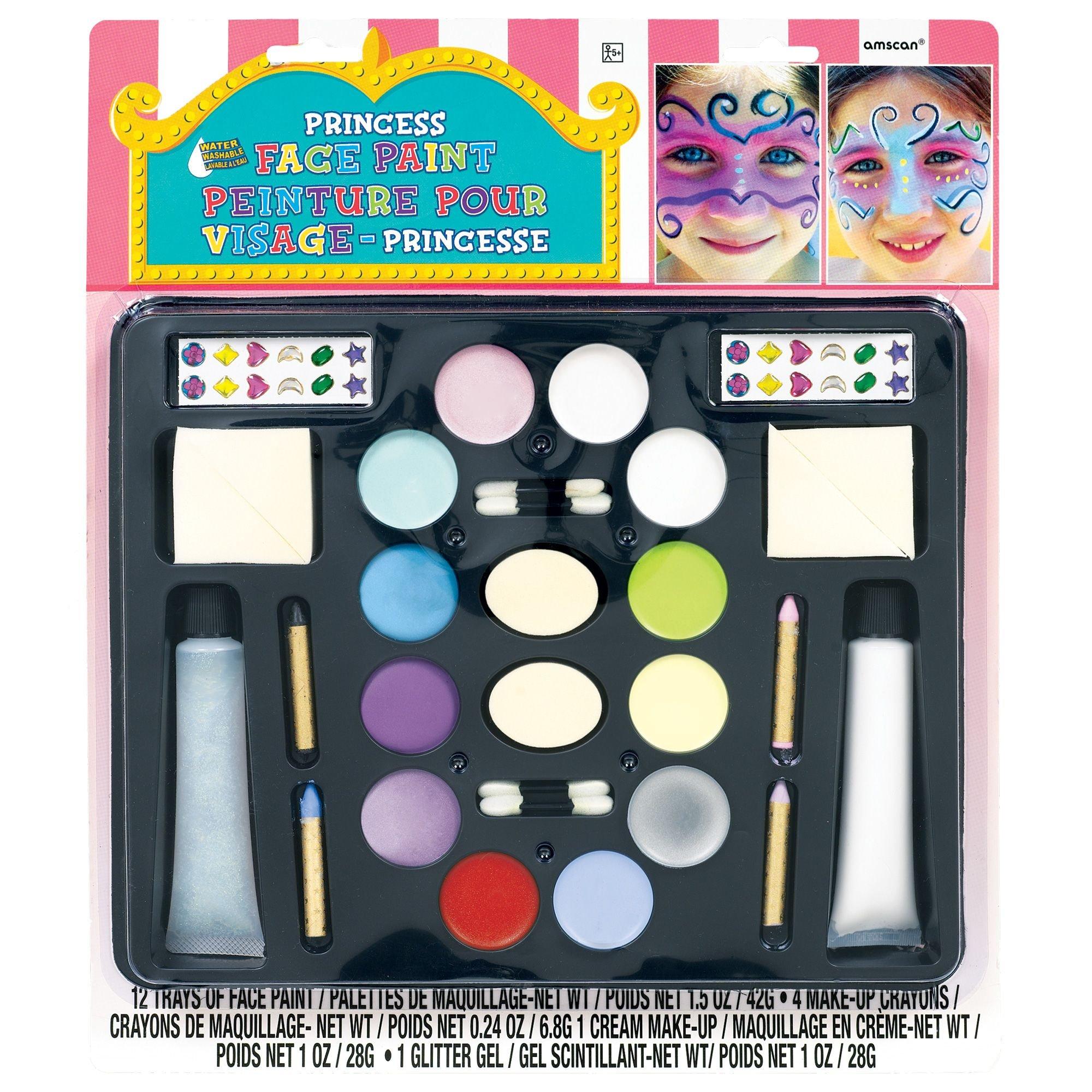 Cavorts Face Painting Kit - 166 Pcs, Face Paint 22 Colors Face Paint Kit  for Kids for Birthday Party with 32 Stencils, Gem Sheet, Glitters, Hair