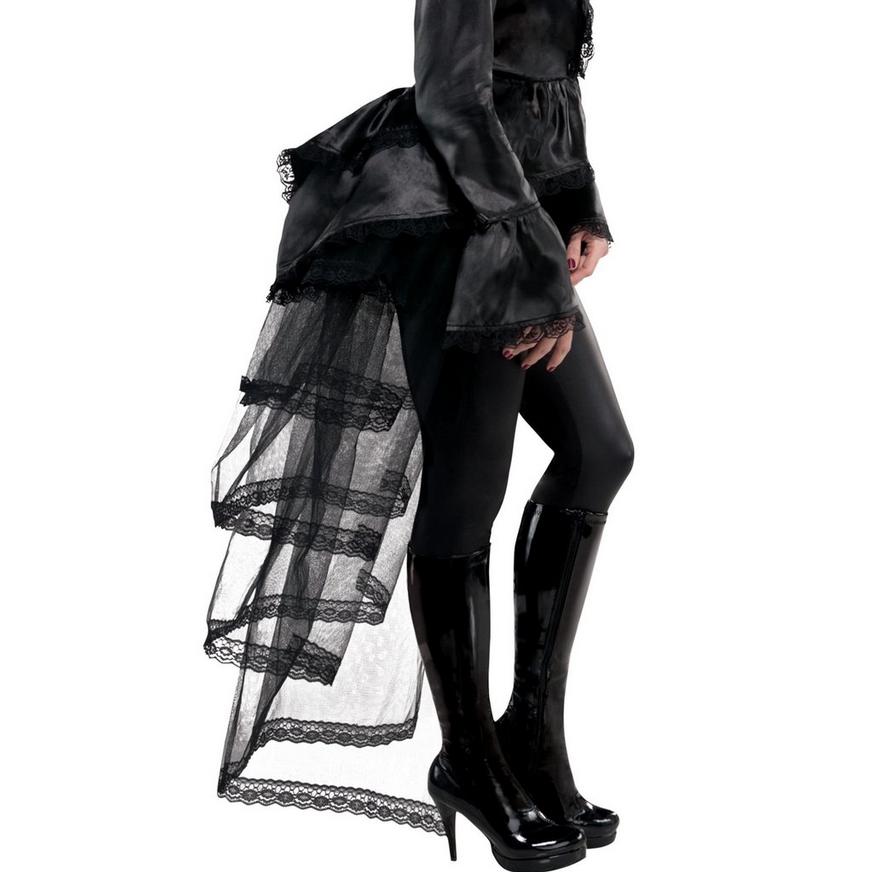 New Adult Black spiders Web  Sheer Lace Over Skirt Gothic Party Rock All sizes 
