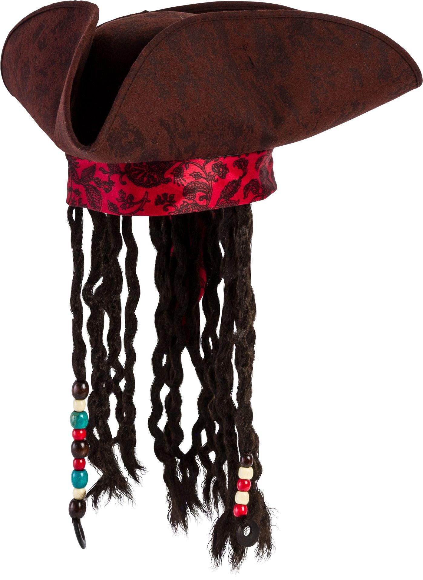 halloween costume for men adult pirate captain jack sparrow wigs hat  pirates of the caribbean cosplay