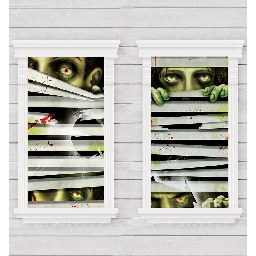 Peeping Zombie Window Decorations 2ct