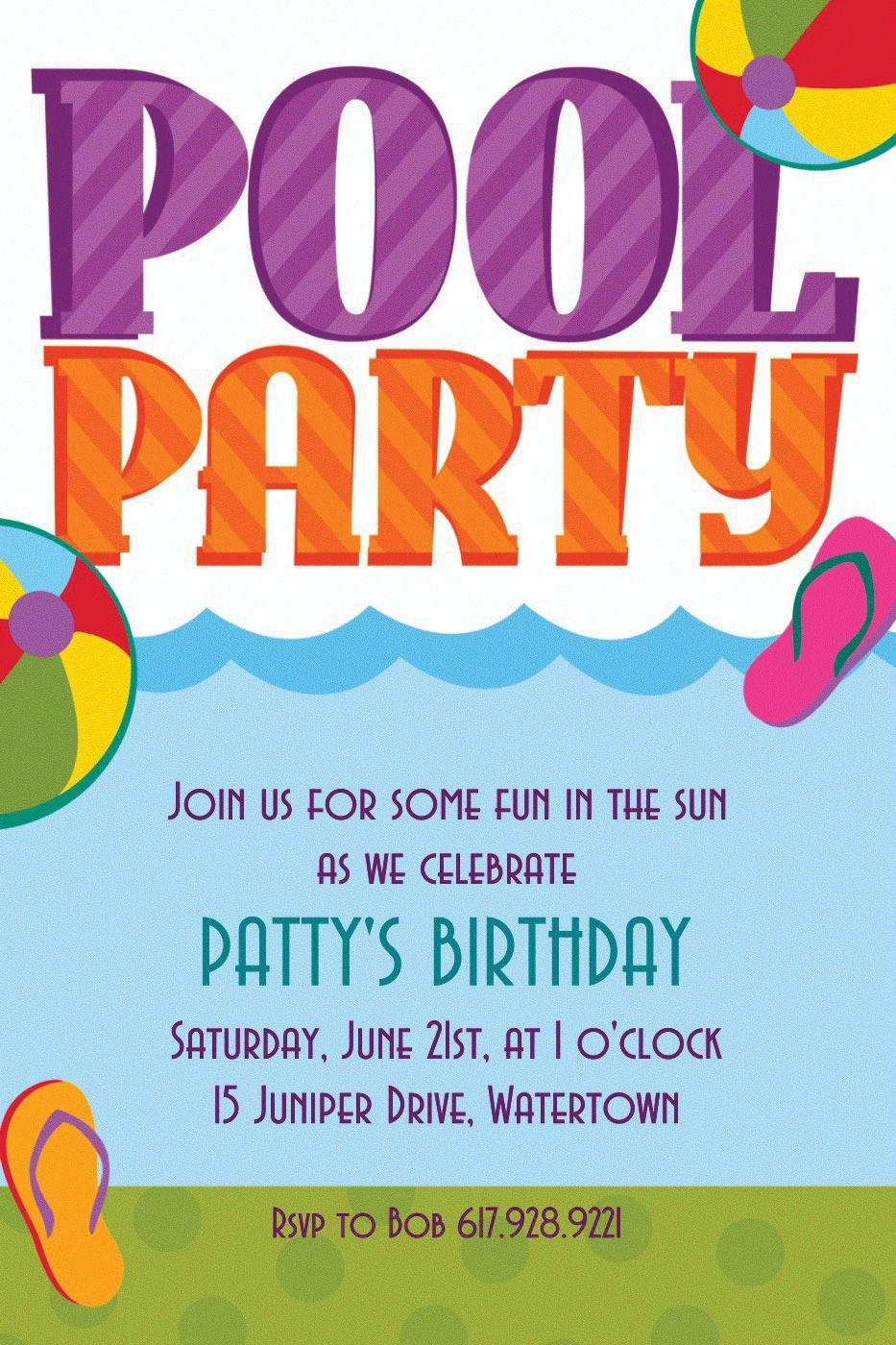 Custom Pool Party Invitations Party City 