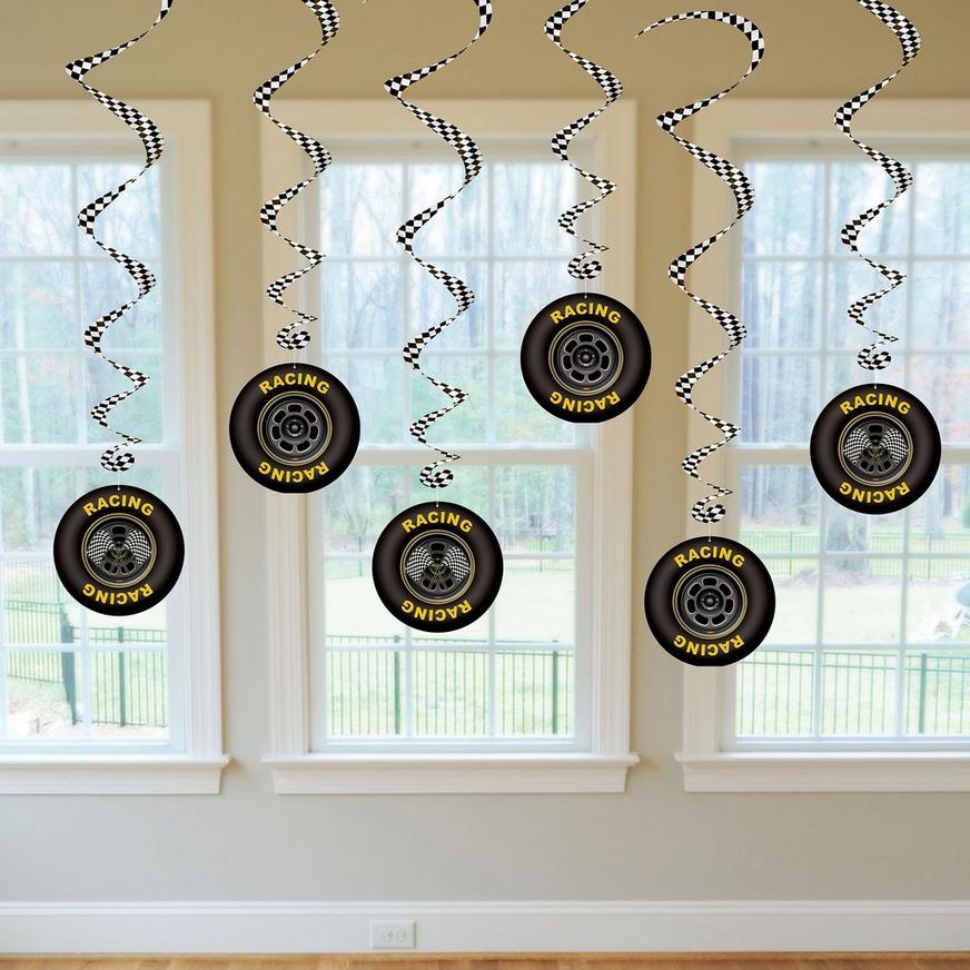 Racing Tires Swirl Decorations 3ft 3ct
