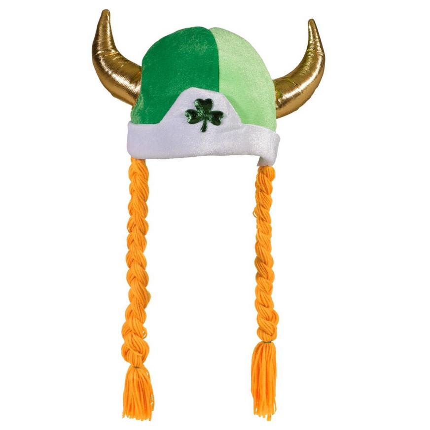 amscan St Patricks Day Fabric Viking Hat with Braids Party Accessory 