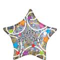 Happy Birthday Balloon 18in - Holographic Star, 18in
