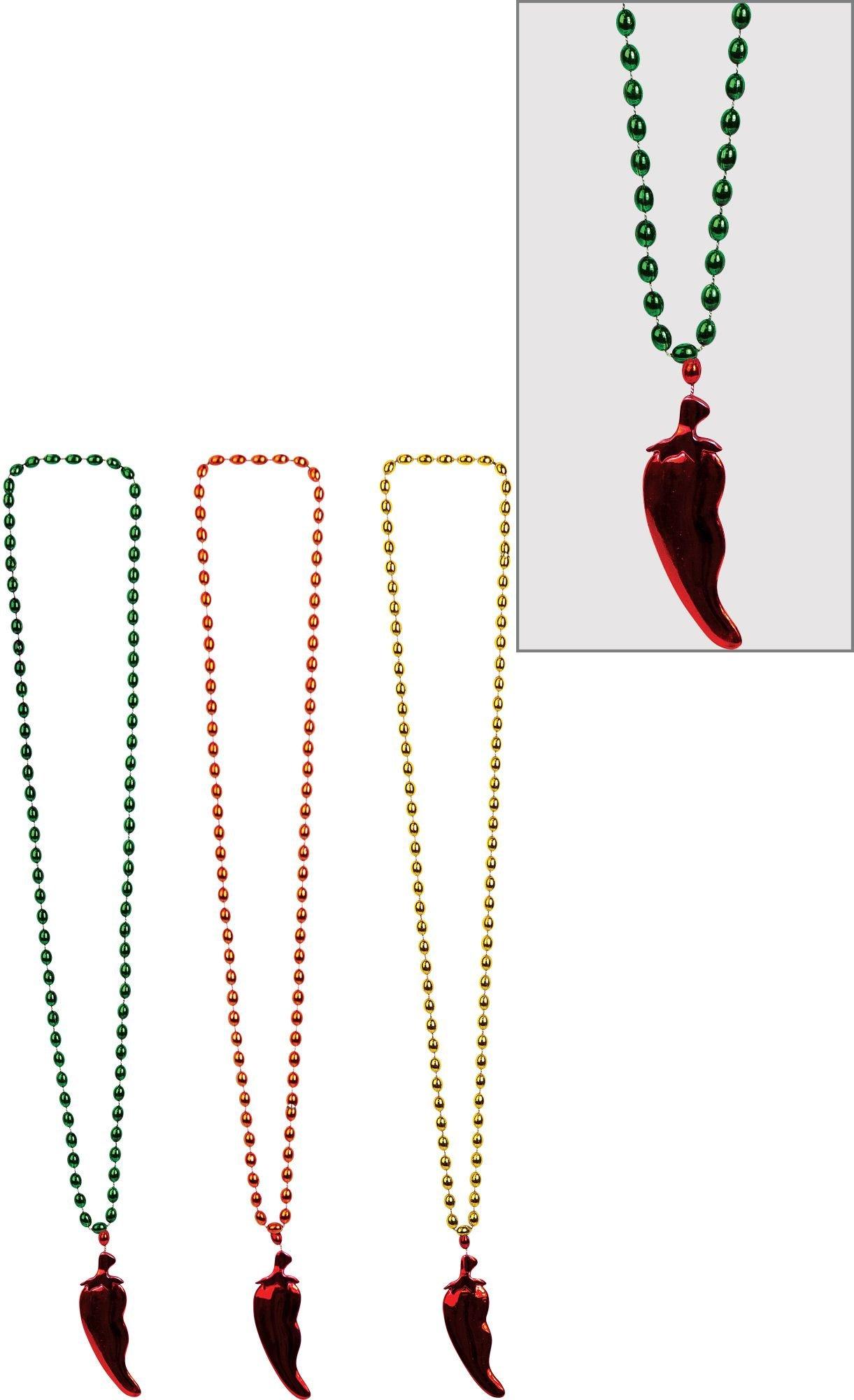 Chili Pepper Pendant Bead Necklaces 3ct Party City