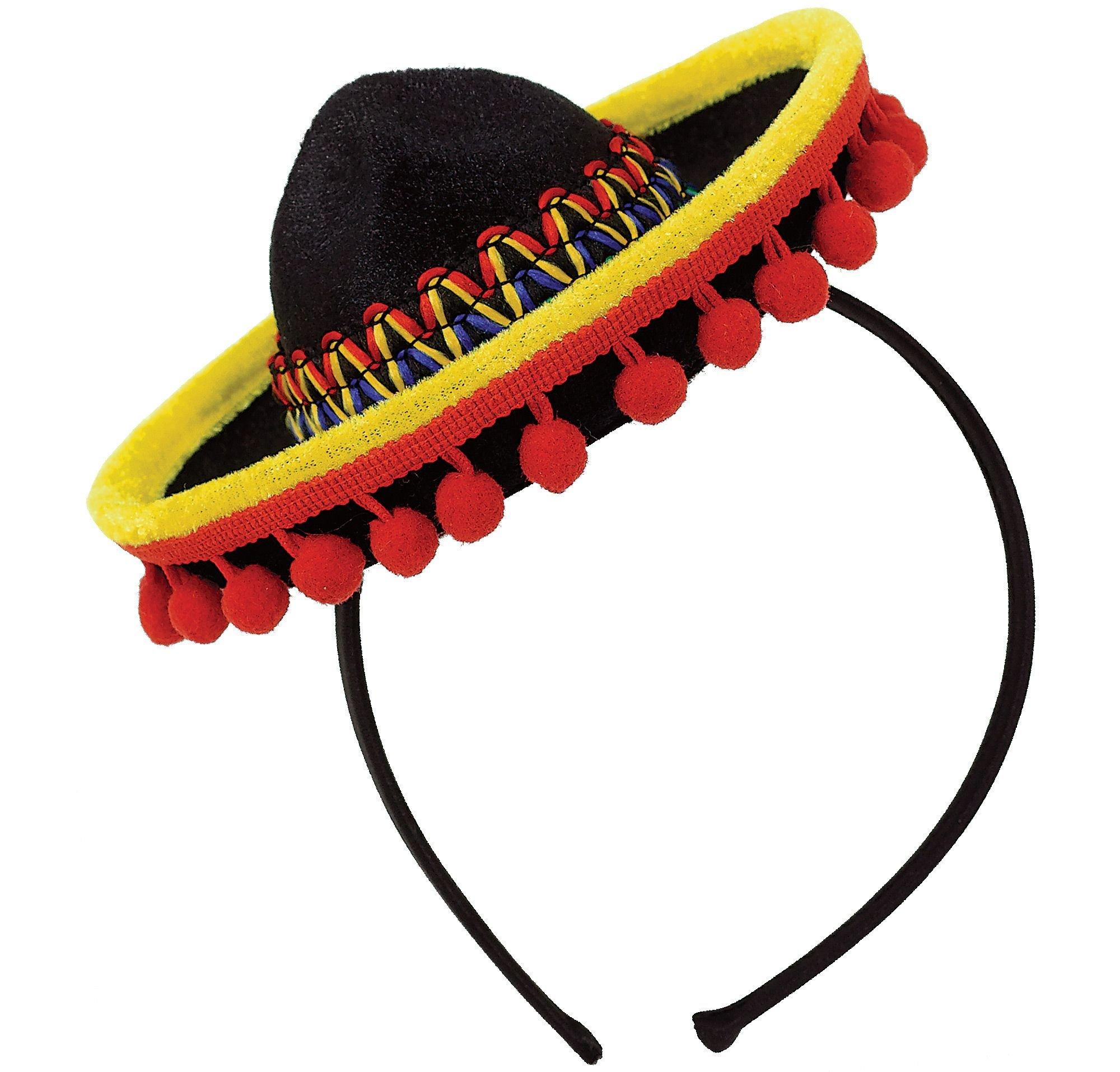 Mini Sombrero Headband with Ball Fringe