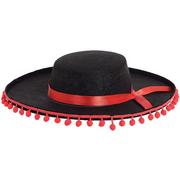 Black Spanish Hat with Ball Fringe