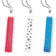 Patriotic Red, White & Blue Star Glow Stick Necklaces 3ct