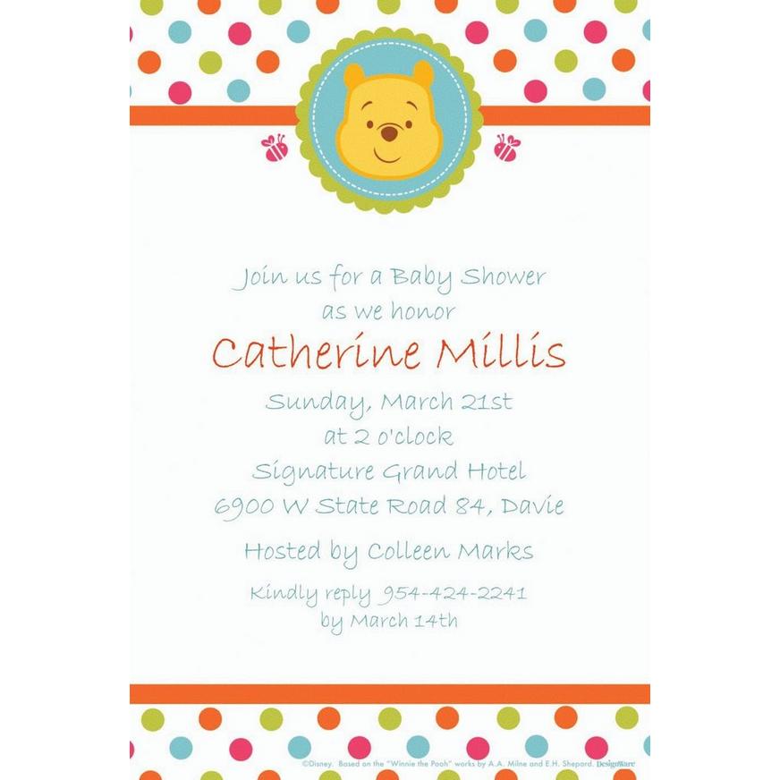 Custom Winnie the Pooh Baby Shower Invitations