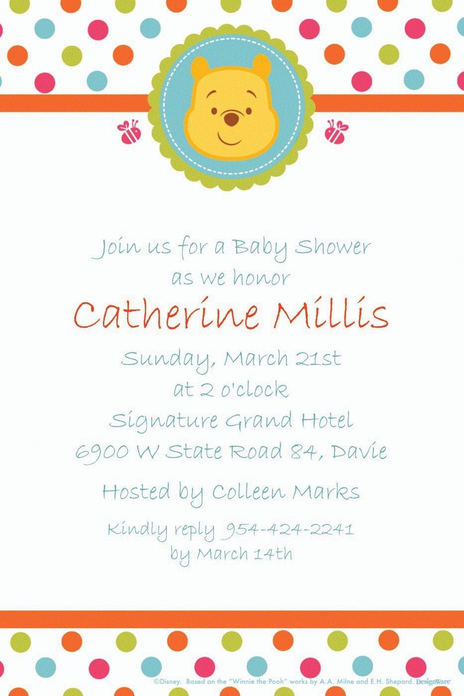 Custom Winnie the Pooh Baby Shower Invitations