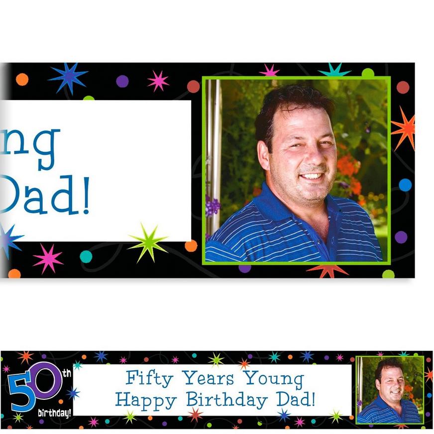 Custom The Party Continues 50th Birthday Photo Banner 6ft