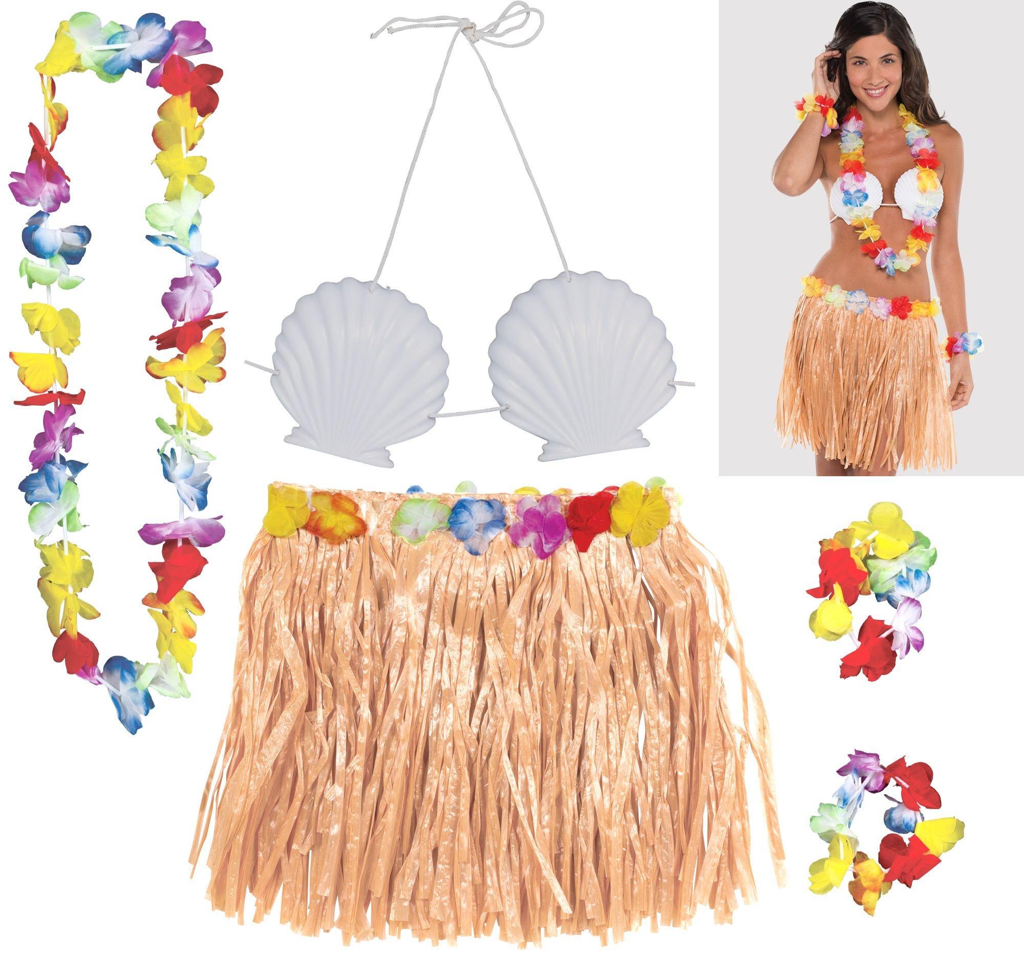 Adult Natural Hula Skirt Kit 5pc Party City